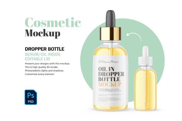 3D Glass Dropper Bottle - PSD Mockup: A Designer's Essential Asset