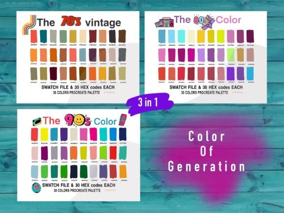 90 Colors Palette for Three Generation: A Time-Saving Design Asset