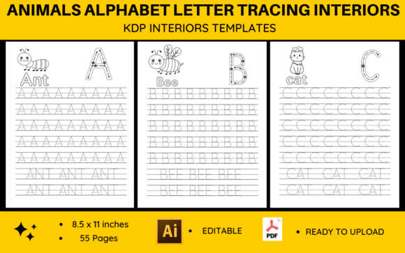 Animals Alphabet Letters KDP Interiors: A Playful Design Asset for Creators