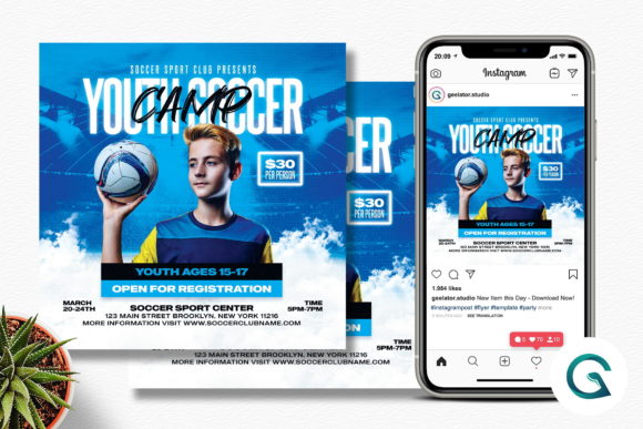 Score Big with a Modern Youth Soccer Camp Flyer Template