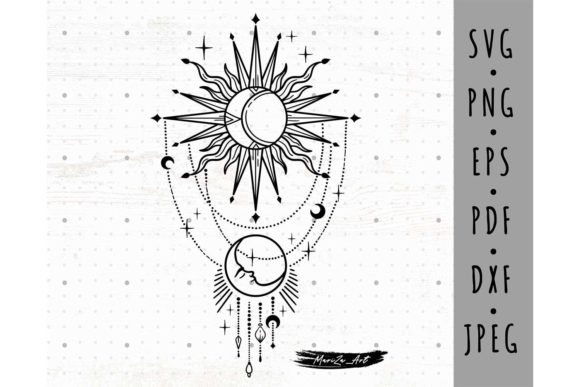 Unlock Celestial Magic with Sun and Moon Mystical Art SVG PNG